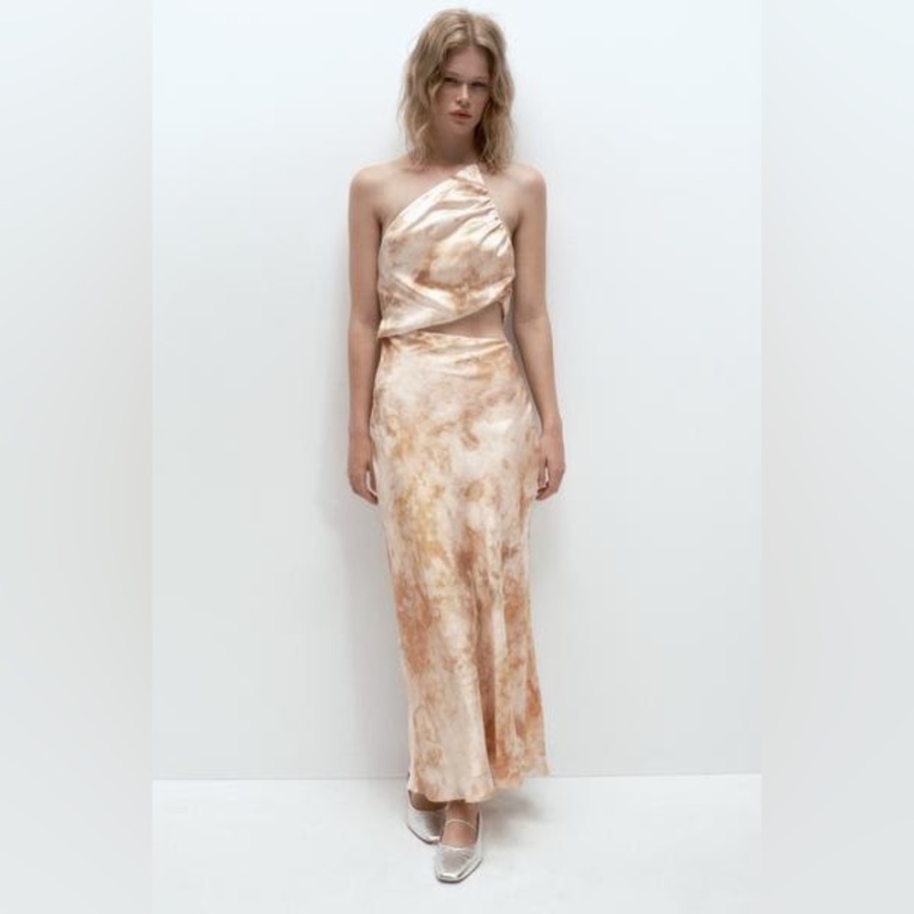 ZARA CUT OUT SATIN EFFECT PRINTED DRESS / REF. 8028/435